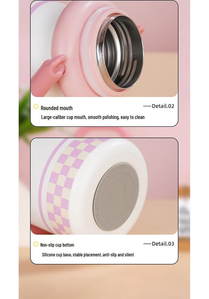 High-Value Cartoon 316 Stainless Steel Double Straw Thermos Cup for Women and Kids