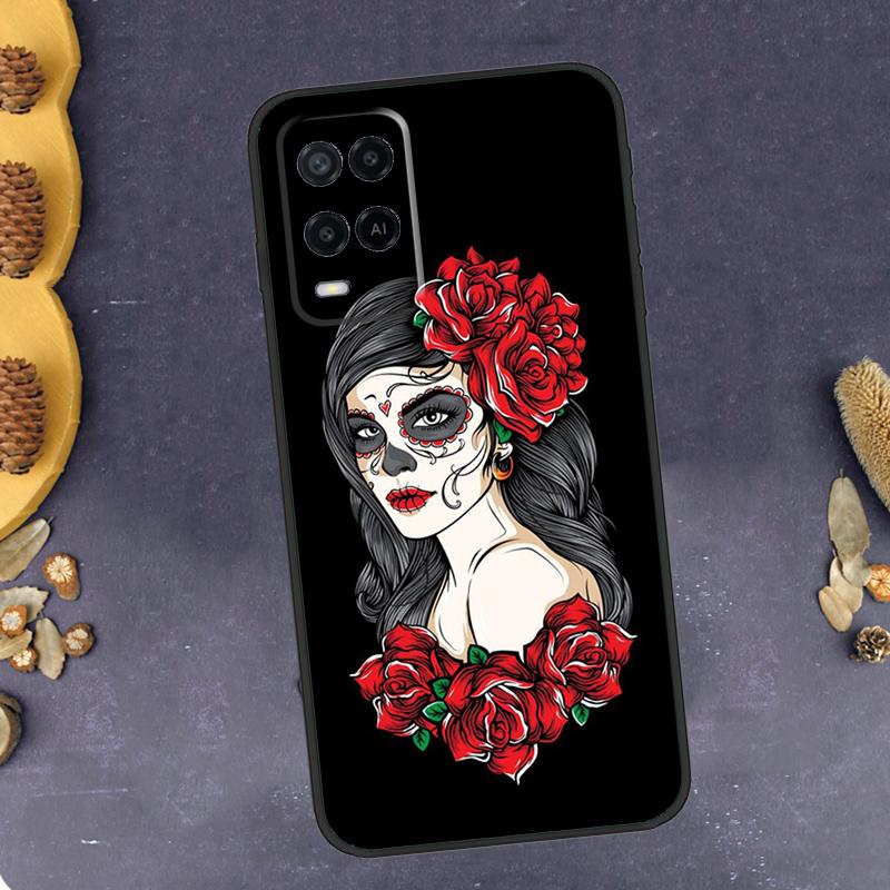Mexican Skull Girl Tattooed Art Phone Case For Oppo A79 A18 A38 A58 A78 A98 A17 A40 A60 A80 A16 A76 A96 A15 A74 A94 A54 A77