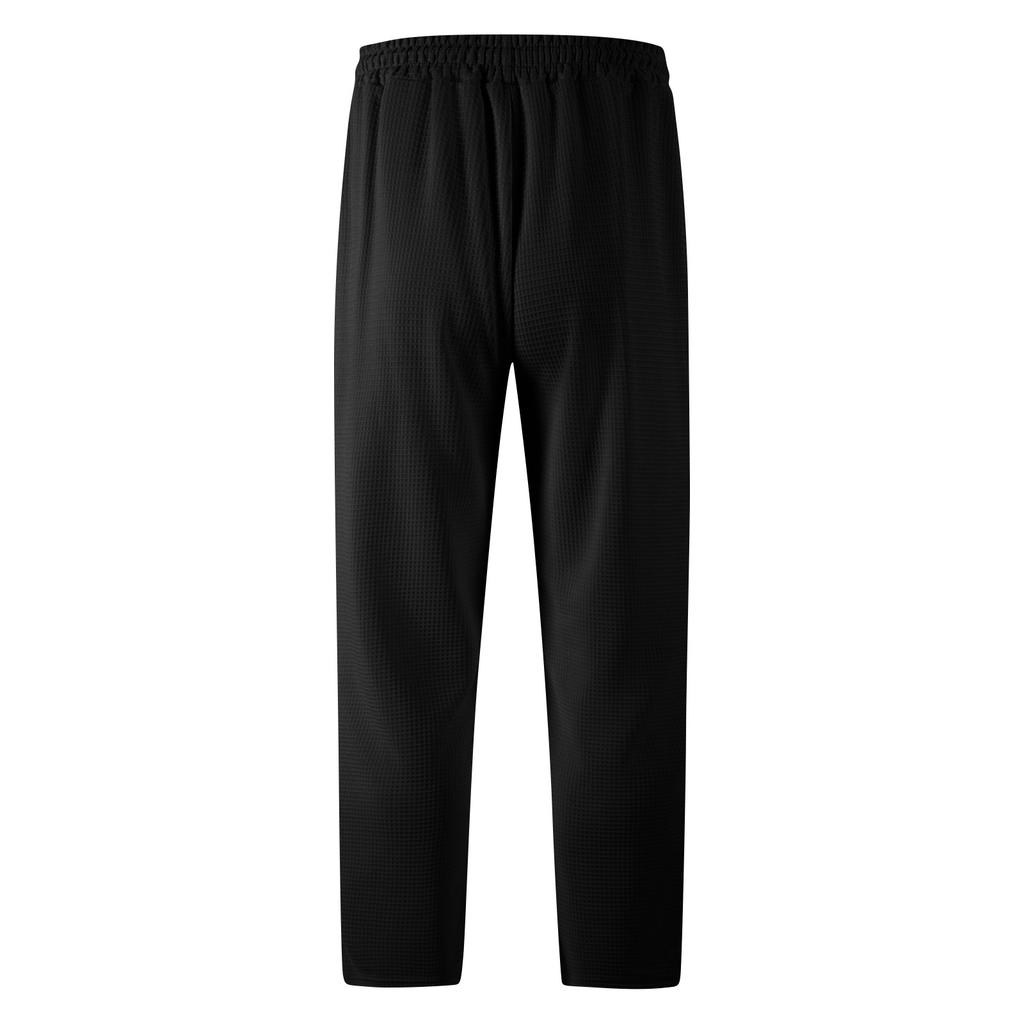 Men's Casual Plaid Drawstring Pants with Elastic Waistband Relaxed Fit Lightweight Trousers for Daily Wear