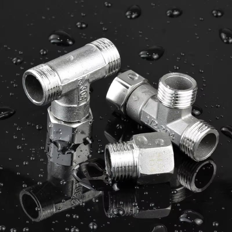 Toilet Diverter Valve Stainless Steel Adapter G1/2" T-Valve For Bath Bidet Sprayer Shower Fitting 4 Points Three-way Water Pipe