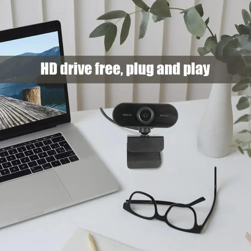Full HD 1080p USB Webcam with Mic - Flexible Rotatable Mini Computer Camera for Laptops, Desktops & Online Education