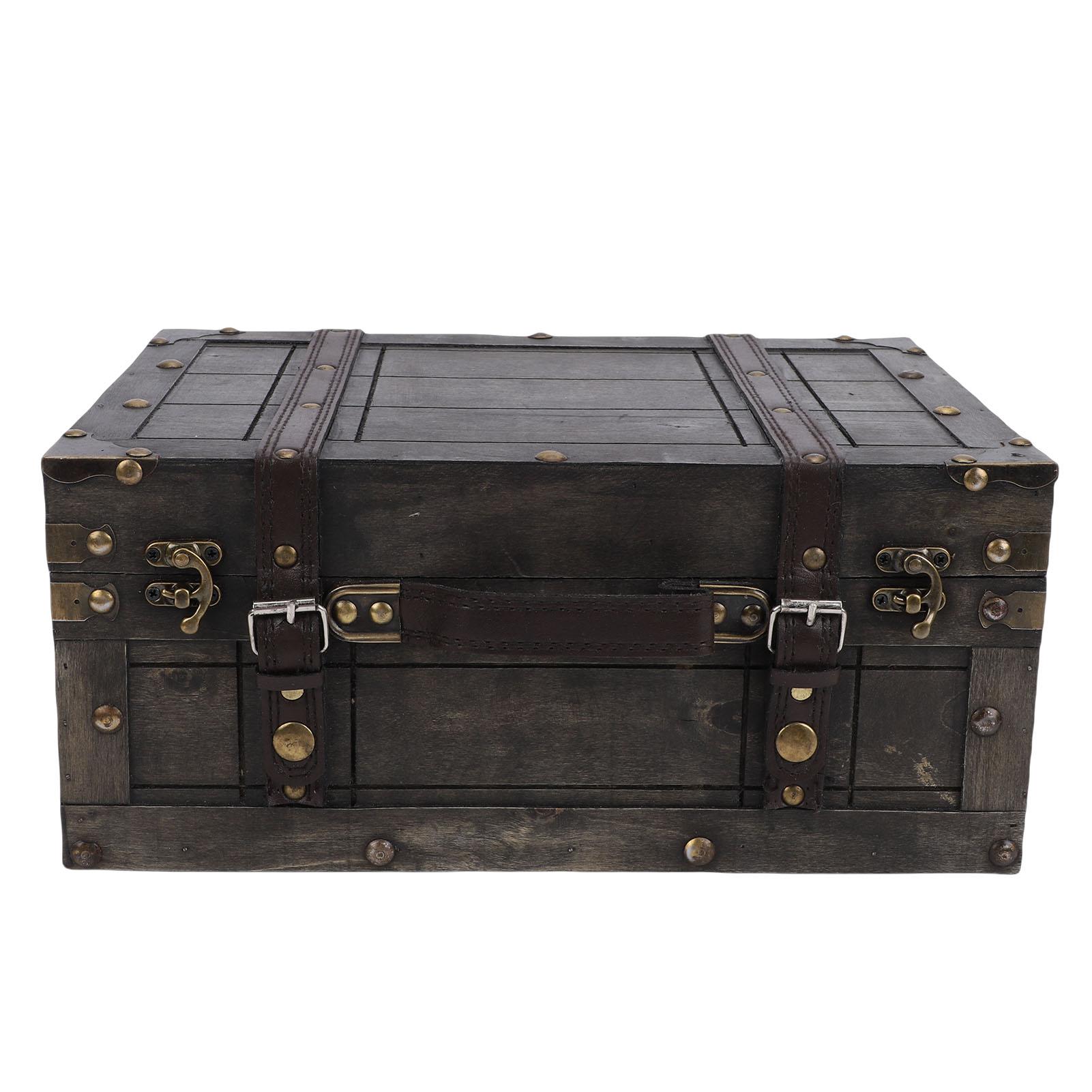 Portable Storage Trunk Wooden Vintage Suitcase