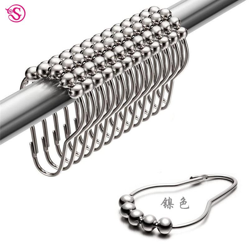 Limited-time promotion, stainless steel five-bead gourd buckle, shower curtain hook, curtain hook 12PCS set
