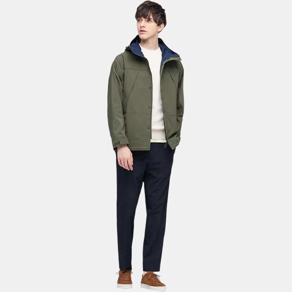 UNIQLO Solid Color Long Sleeve Hooded Climbing Jacket Men jackets Olive 433067-56