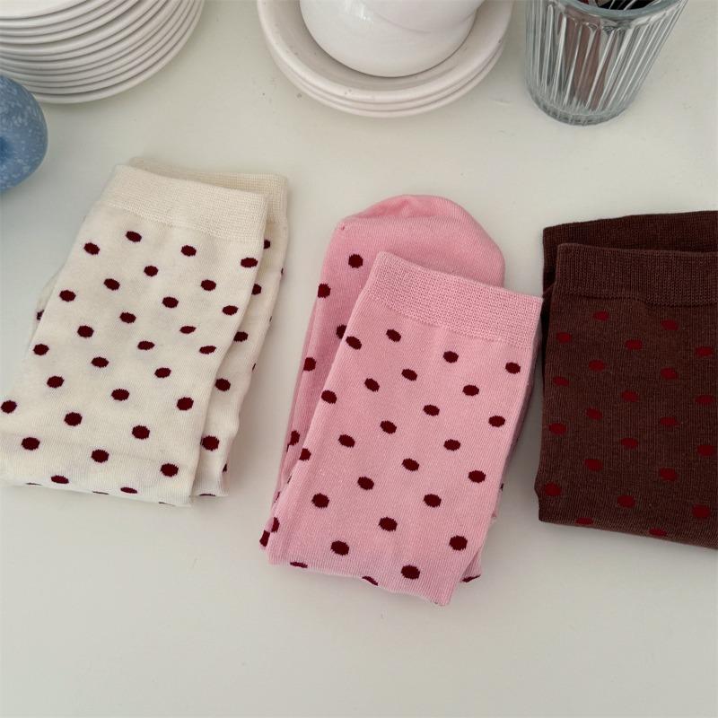 Autumn and Winter Polka Dot Boneless Socks, Mid-calf Socks, Versatile Casual Socks, Soft Cotton Socks