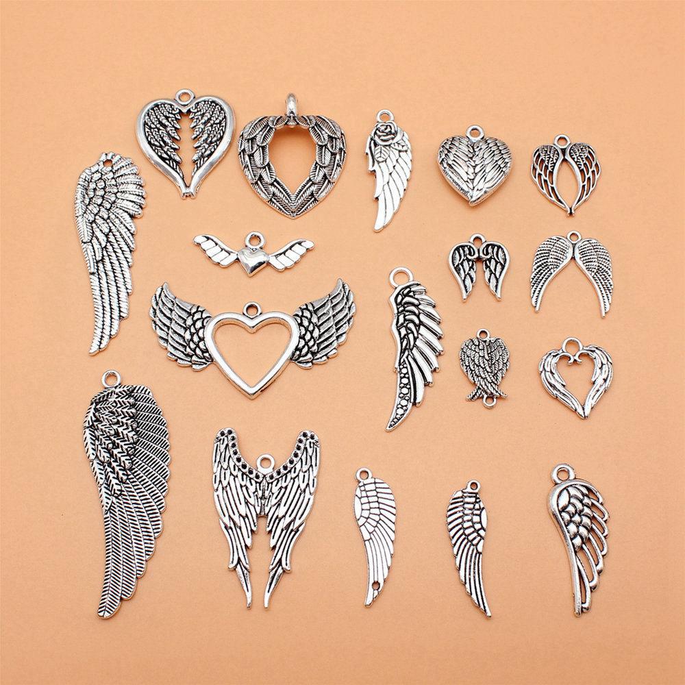 1 Set Angel Charms Wings Mix Pendants For Boho Style Jewelry Making Bulk