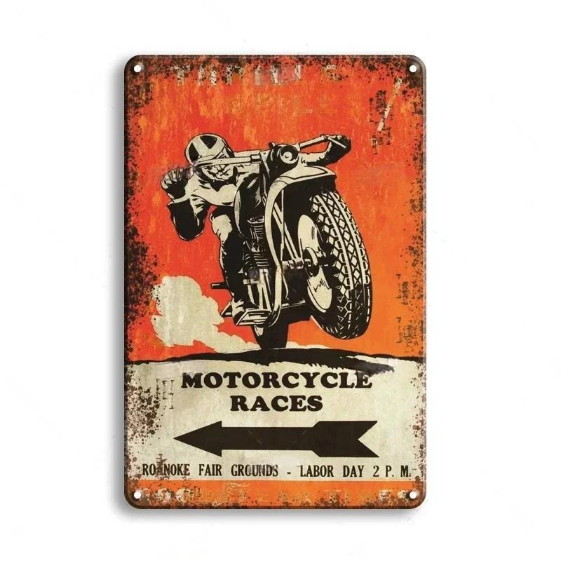 Vintage Motocykl Dekorativní Kovová Deska Plakát Rezavá Ošuntělá Plechová Značka Garáž Bar Nástěnná Dekorace Řemesla Plaketa Plechové Značky