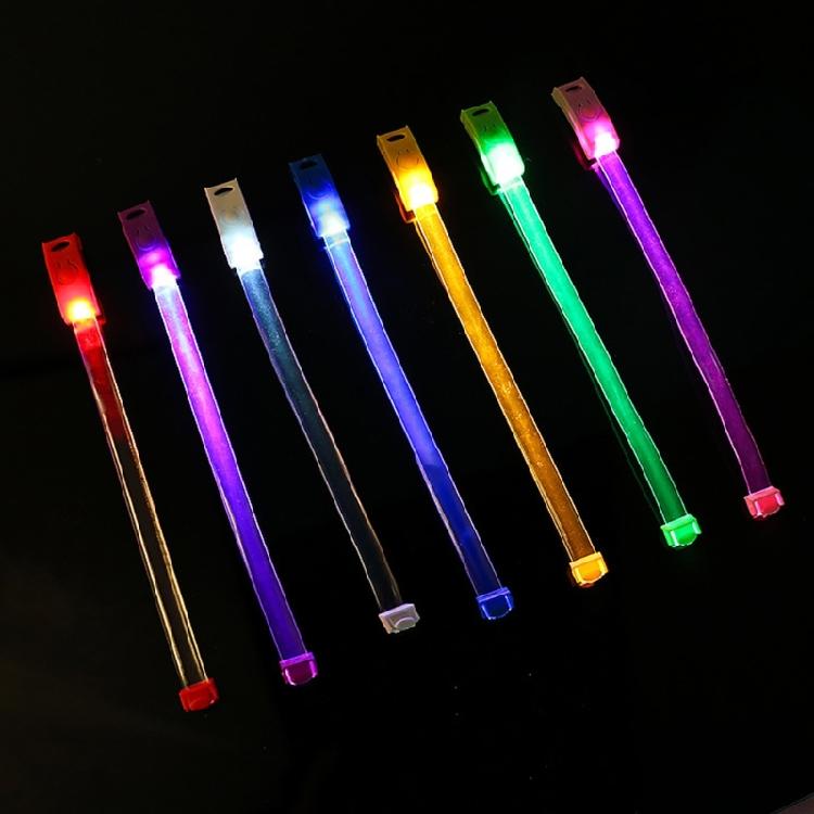 10pcs Plastic LED Bands for Parties Flashing Light Up Wristband Ornament Multicolors Wrist Decoration for Children