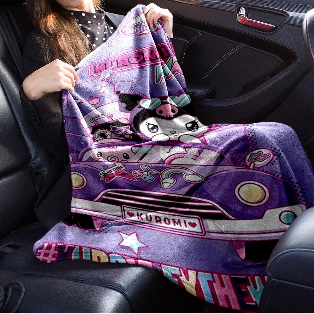 1pc Flannel Kuromi, Cute, CartoonThrow Blanket, Cartoon Truck Pattern Printed Blanket, Warm Cozy Soft Blanket For Couch Bed Sofa Car Office