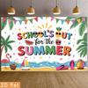 2D Flat Surface Tropical Summer Palm Tree "Holiday Begins" Background Fabric Suitable for Party Decoration Polyester Fiber