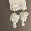 Exaggerated Silver Needle Flower Cluster Round Earrings - Trendy Vacation Style