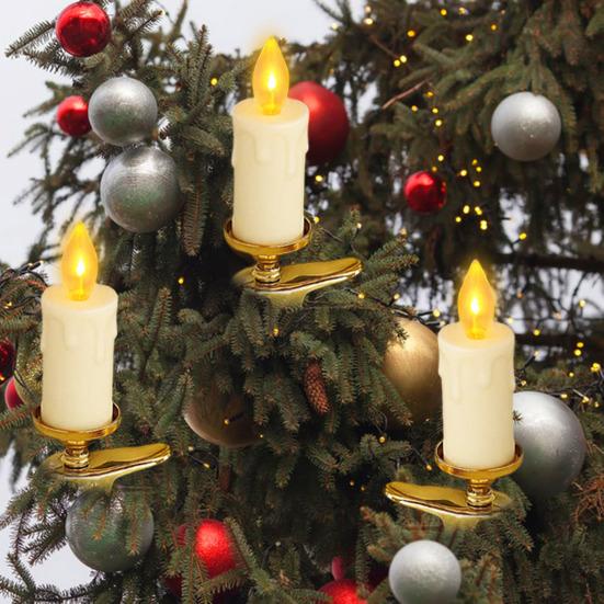 LED Clip Candle Light Set Flameless Flickering Christmas Tree Candle Lamp Electric Fake Candles for Home Christmas Party Decoration