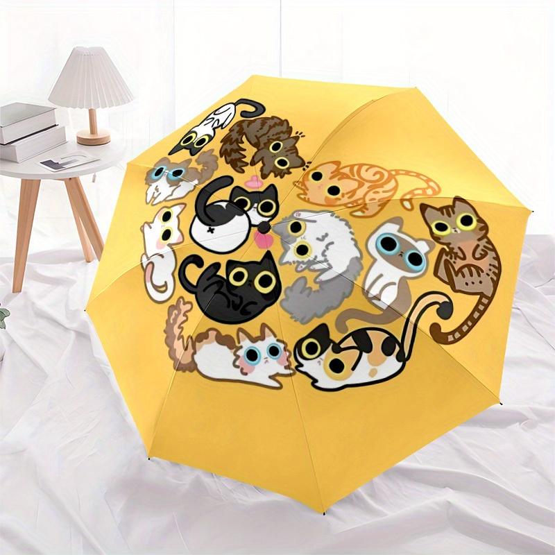 1pc Cat Love Automatic Open/Close Umbrella, Portable Folding Umbrella for Travel, Themed Events, It is suitable as a gift for various festivals, Outdo