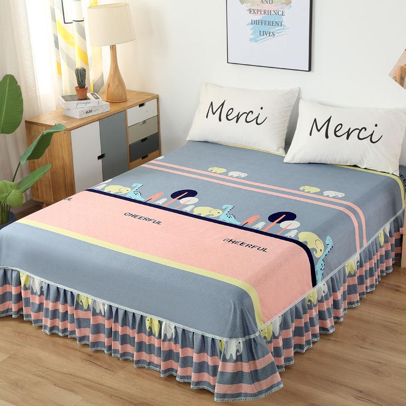 Floral Bed Flat Sheets Four Seasons Polyester Bedspread Dust-proof Household Soft Bedding Bedcloth Princess Single Double Sheet