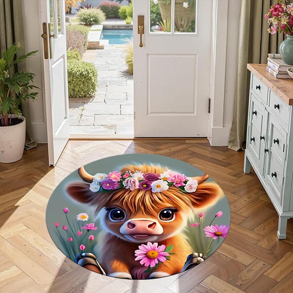 Yak Round Floor Mat Suitable for Living Rooms Study room Hallway Outdoor Antislip Round Carpet Anime Office Decor