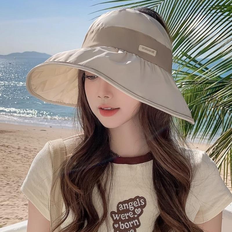 Sunscreen Large Brim Empty Top Sun Hat Women's Summer Ponytail Shading Breathable New Bucket Hat