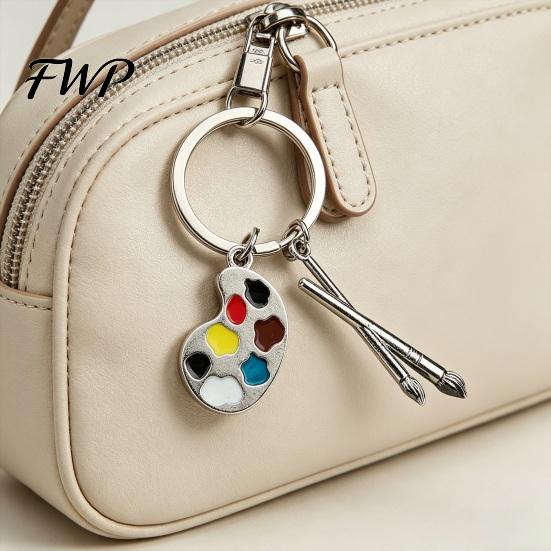 Keychain For Painters 2PCS Palette with Metal Chain Buckle Keyring Easy Carry Durable Alloy Art Lover Gift Artistic Shape Key Holder for Lovers