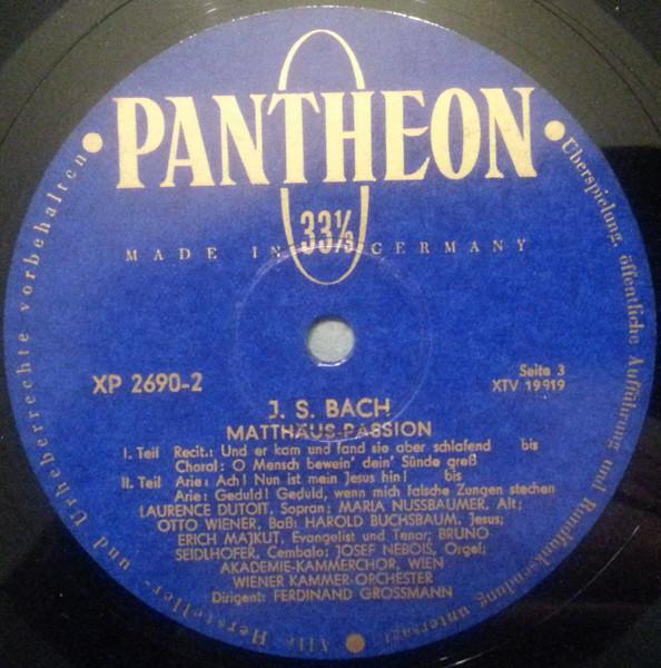 

LP Record JOHANN SEBASTIAN BACH MatthusPassion XP26902 Pantheon Germany Classical Used