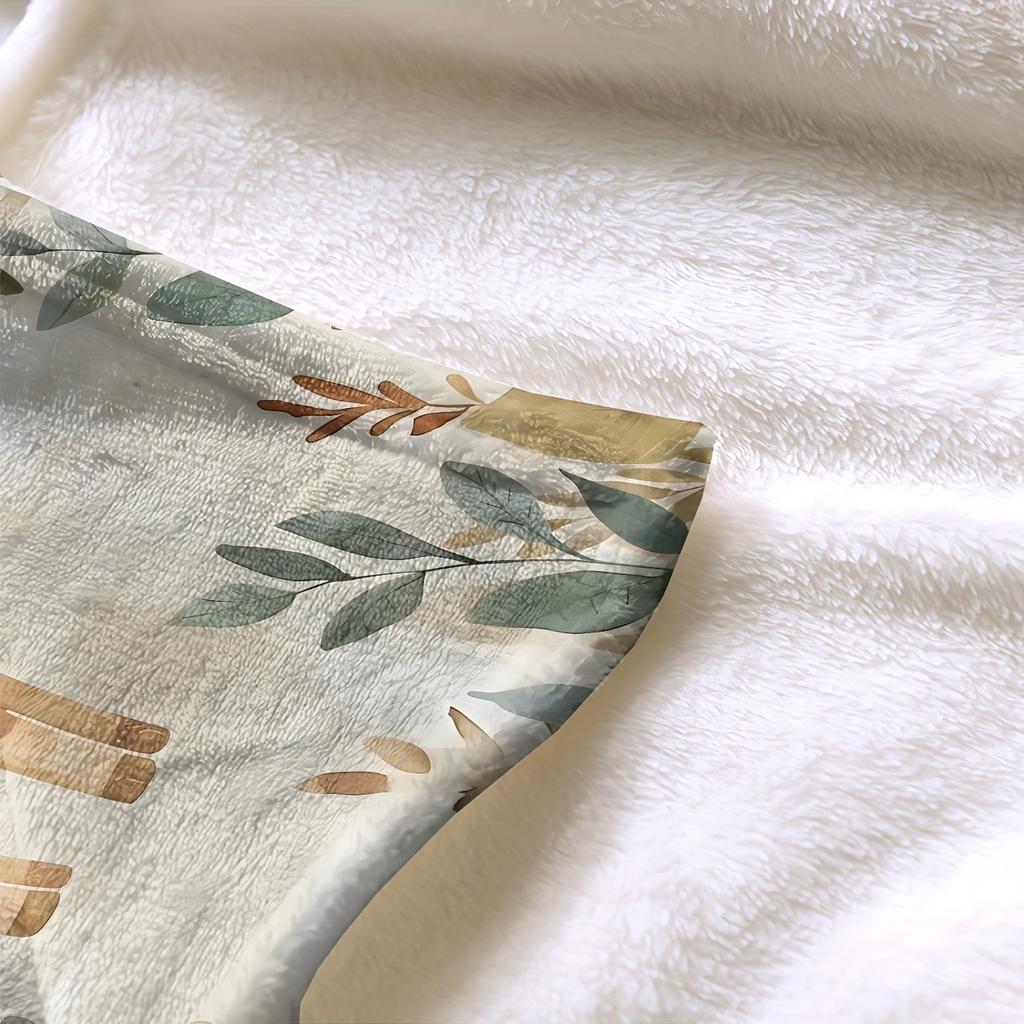 1pc Cozy Animal Zoo Flannel Blanket - Soft & Warm Giraffe, Elephant, Monkey Design with Watercolor Illustrations | Lightweight