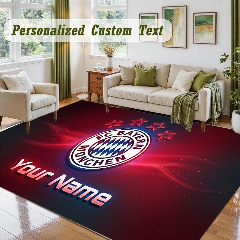 Crystal Velvet Square Rug Custom NameBayern Munich Pattern Non Slip Home Floor Decor Rug