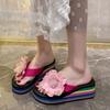 Simple and cute slippers Beach heightening slippers Muffin thick bottom comfortable flip-flops 2025 new