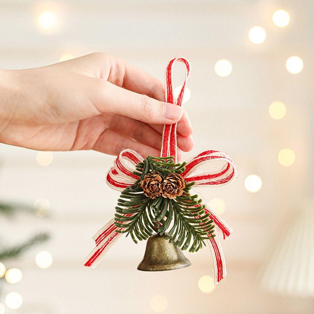 Bronze Pinecone Bell Pendant Retro Christmas Tree Hanging Bells Garden Decor