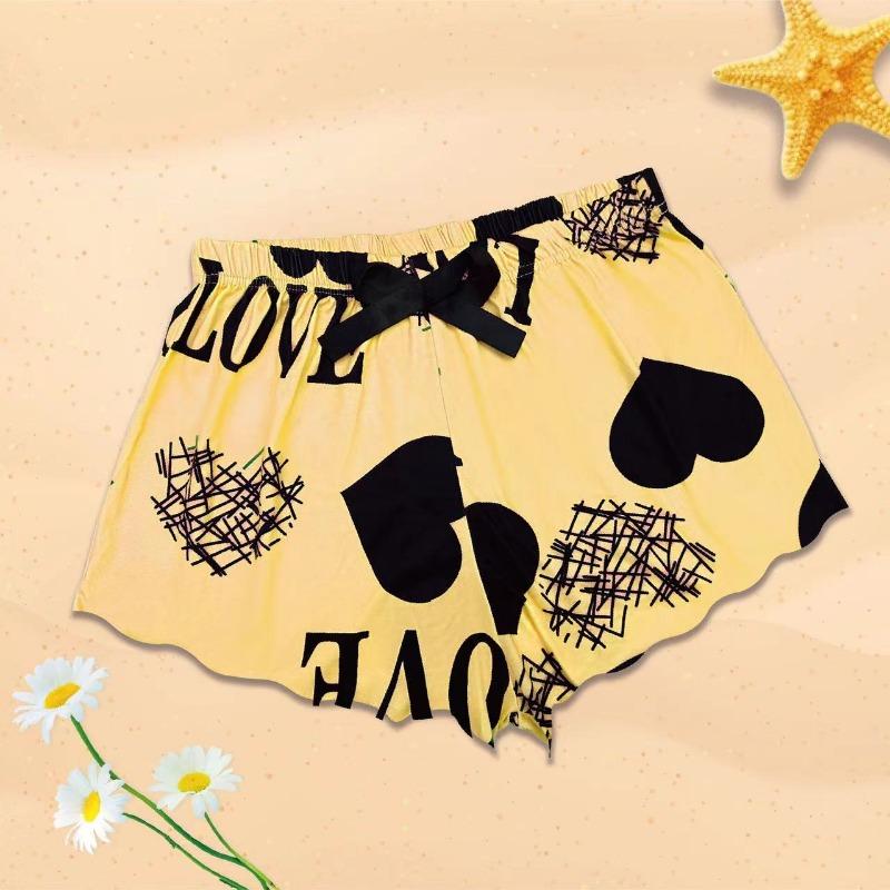 Kadın Kalp Baskılı Yazlık Gecelik Atlet Üst ve Şort Gecelik Pijama 2 Parça Bir Set Rahat Üst Şort Pijama