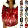 Women's Loose And Comfortable Casual Fashion Half-Zip Hooded Long Sleeve Conventional Printing Top
