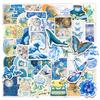 50Pcs/Set Renaissance . Retro Blue Art Stickers DIY Fashion Waterproof Doodle Decals Stickers