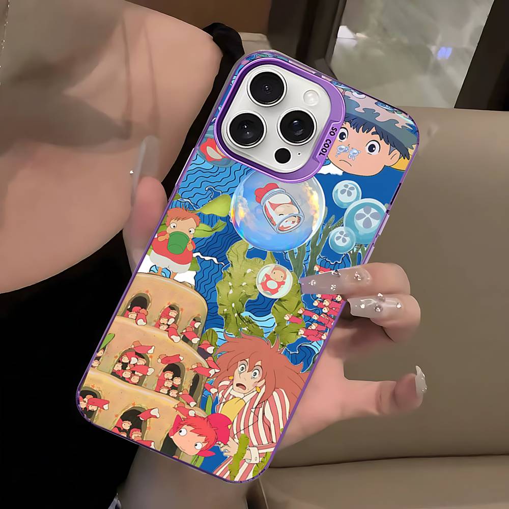 

Cute P-Ponyo Movie On The Cliff For IPhone 11 12 13 14 15 16 17 Pro Max Plus Colorful Black Matte Phone Cover iPhone 16pro max
