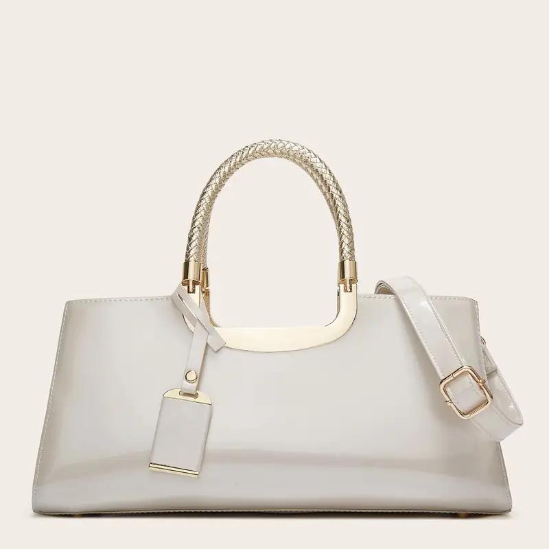 

Элегантная большая женская сумка, модная сумка-тоут на молнии с двойной ручкой, кошелек 34x11x15cm белый