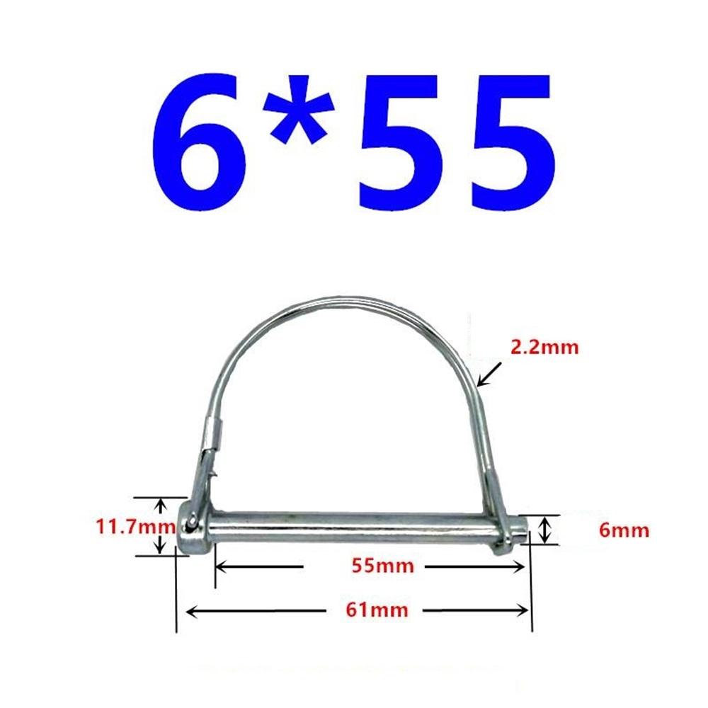 10Pcs Wire Lock Pin, Carbon Steel Shaft Locking Pin, Round Loop Wire Lock Pin for Track Farm Lawn(6*50)