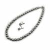 [Your and My Jewelry Box] Made In Japan  High-Quality Domestic Shell Pearl 9mm Formal Set, Gray-Black (Necklace and Earring Set) [Gift Wrapped]