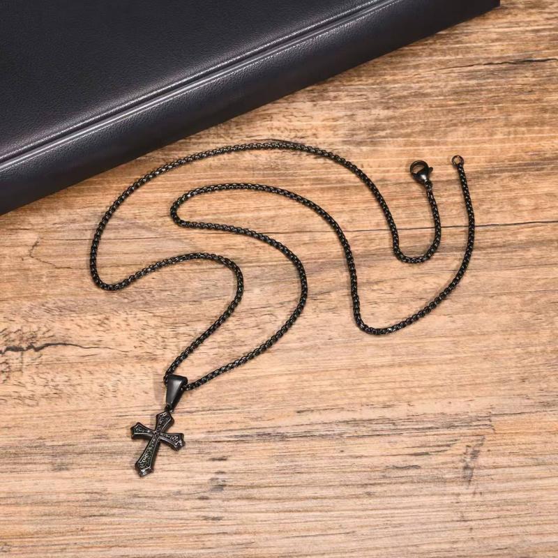 

Маленькие крестики Хип-хоп ожерелья для женщин мужчин Ретро личность Подвеска Аксессуары Религия Вера Ювелирные изделия Подарок чёрный