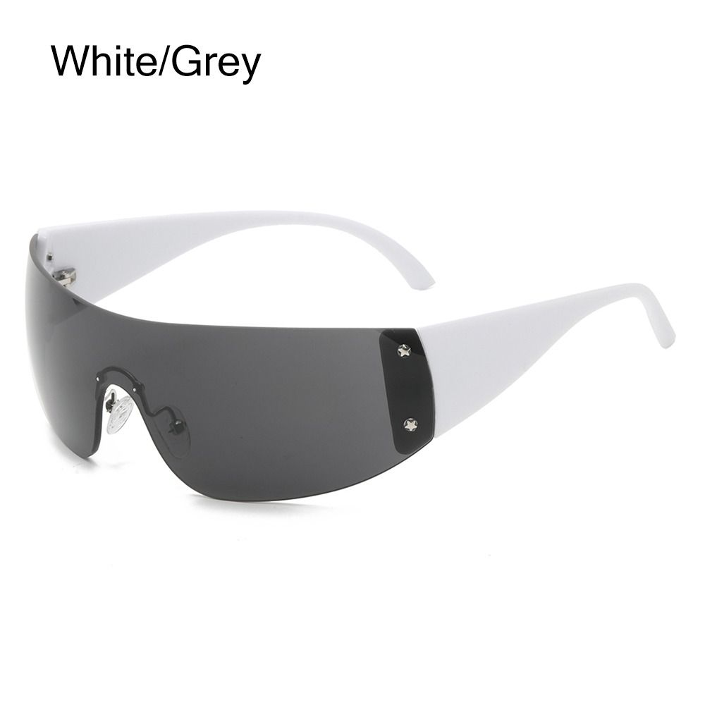 1pc Women Men Punk Y2K Sunglasses Trendy Rimless Star One Piece Goggles Oversized Wrap Around Shades 2000's Eyewear UV400