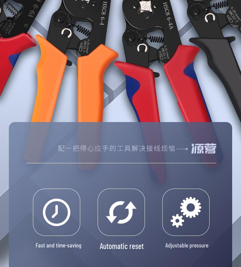 European Tube Crimping Pliers for Quick Manual Wiring with Pin-Type Clips