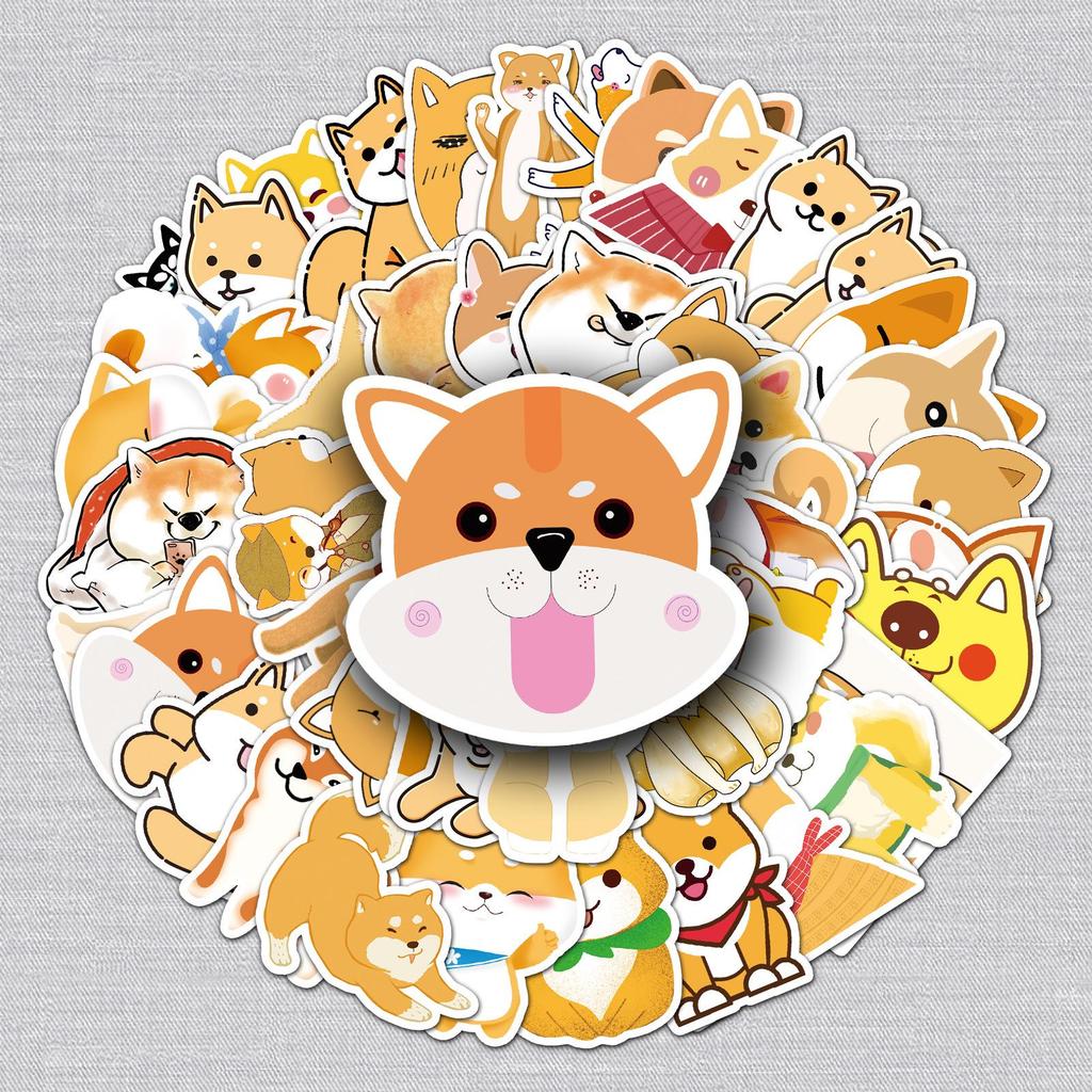 51 Cute Cartoon Shiba Inu Graffiti Stickers for Tablet, Suitcase, Car, Scooter, and Mobile Phone Decoration