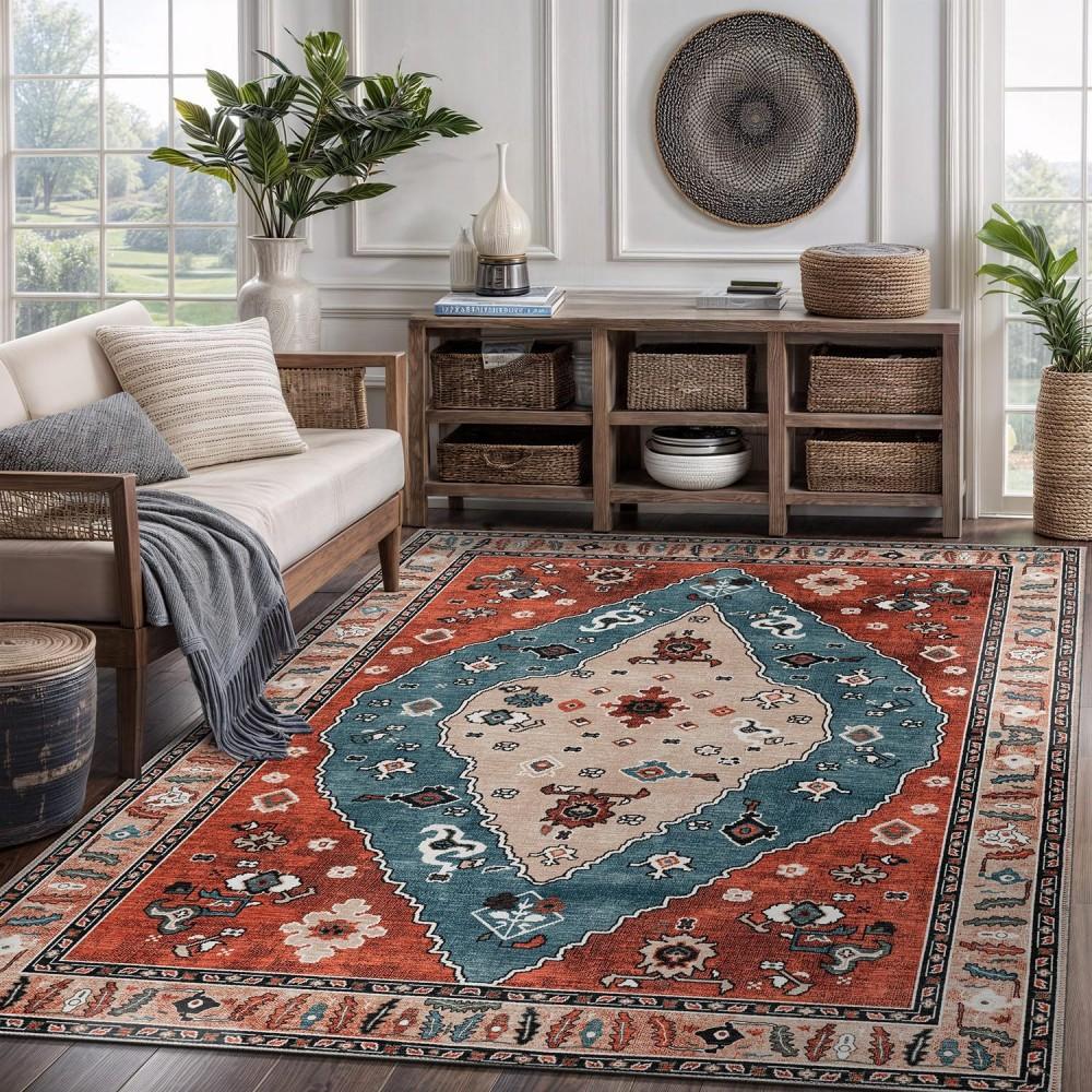 Retro Ethnic Carpets Turkish Persian Rug for Living Room Bedside Bedroom Vintage Floor Mat Entrance Doormat Carpet Large Rug