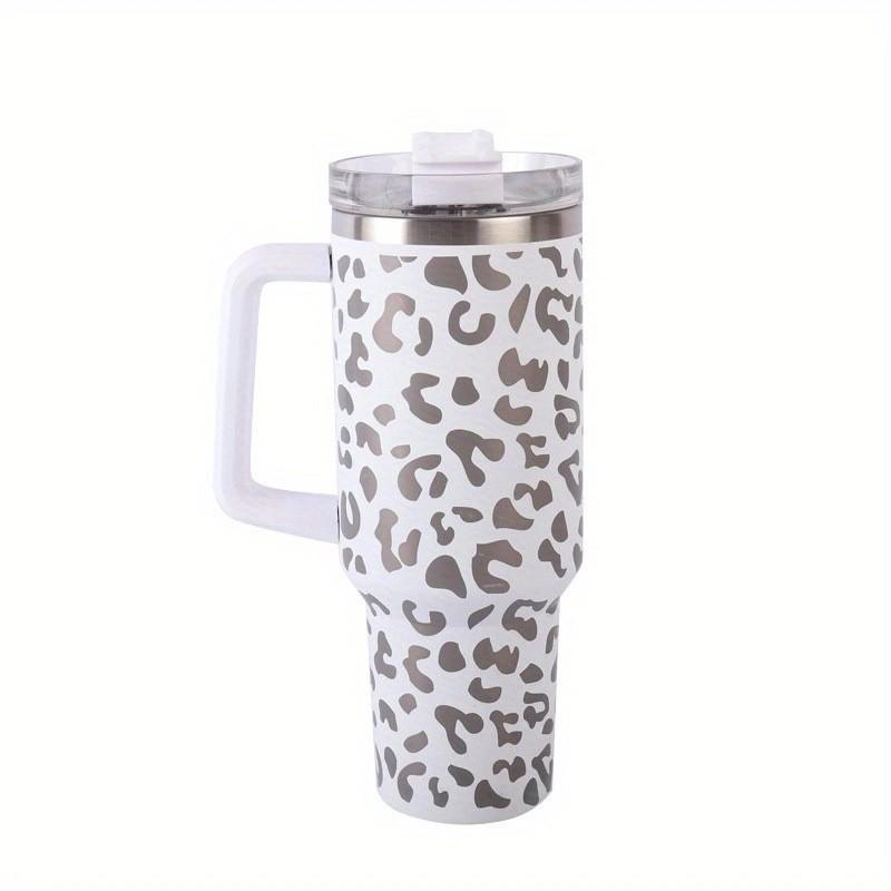 1Pc 1200ML 304Stainless Steel Print Cup with Straw Portable Car Cup Large Capacity Water Cup Car Water Bottle