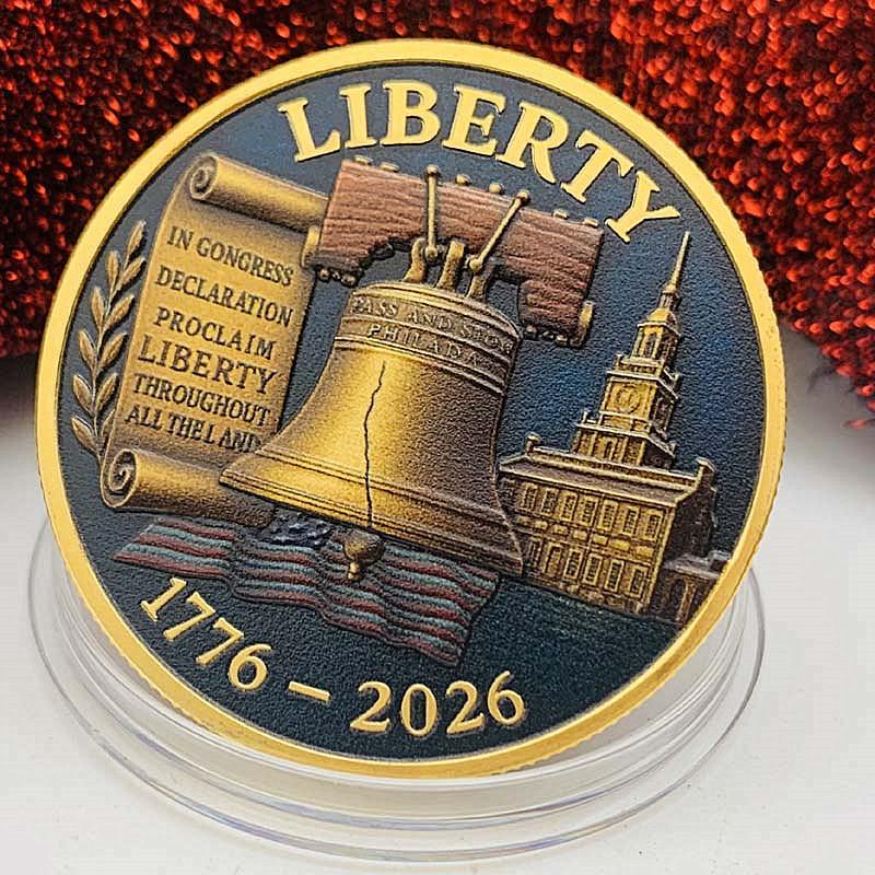 United States 1776-2026, Zinc Alloy, Gold-plated, Eagle Commemorative Medal, Creative Bell, Coin, Commemorative Coin