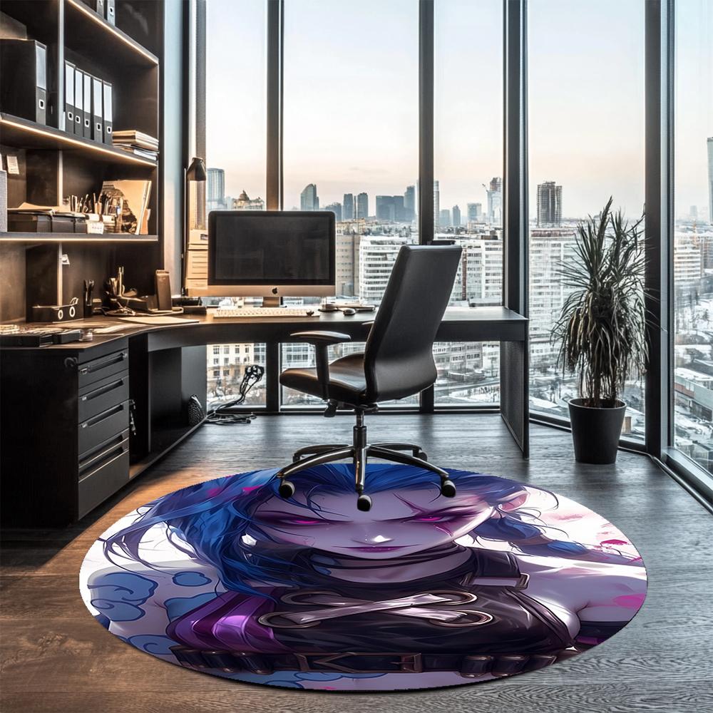 Jinx Printed Round Rug Carpet Chair Rug Area Rug Entryway Doormats,for Office Chair Living Room Bedroom Kitchen Room.