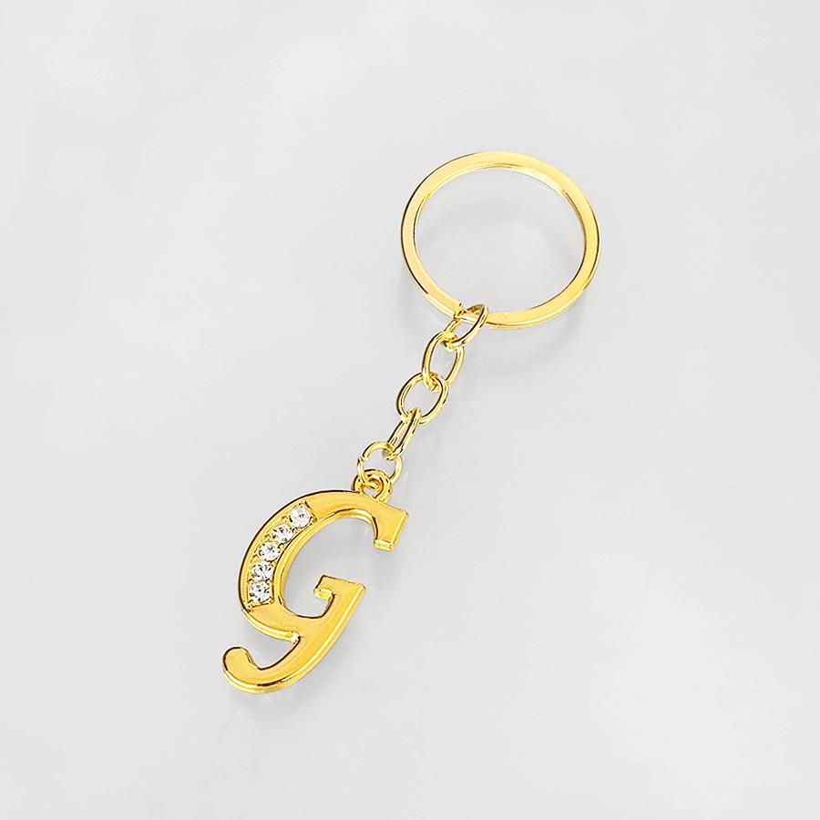 Creative Rhinestone Initials Metal Keychain – Korean Style Car Keyring Party Gift.