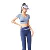 Women's Patchwork Color Block Fitness Set – Cropped Short Sleeve Top & High Waist Hip Lift Sports Pants for Spring/Summer Running & Workouts