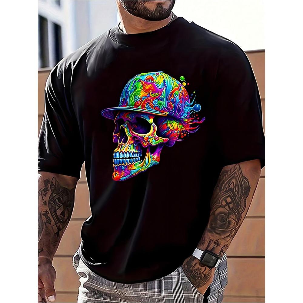 Santa Fitness Printed Men's T-shirt Fitness Sports Men's Short Sleeve Top Daily Running Workout Men's Crew Neck T-shirt