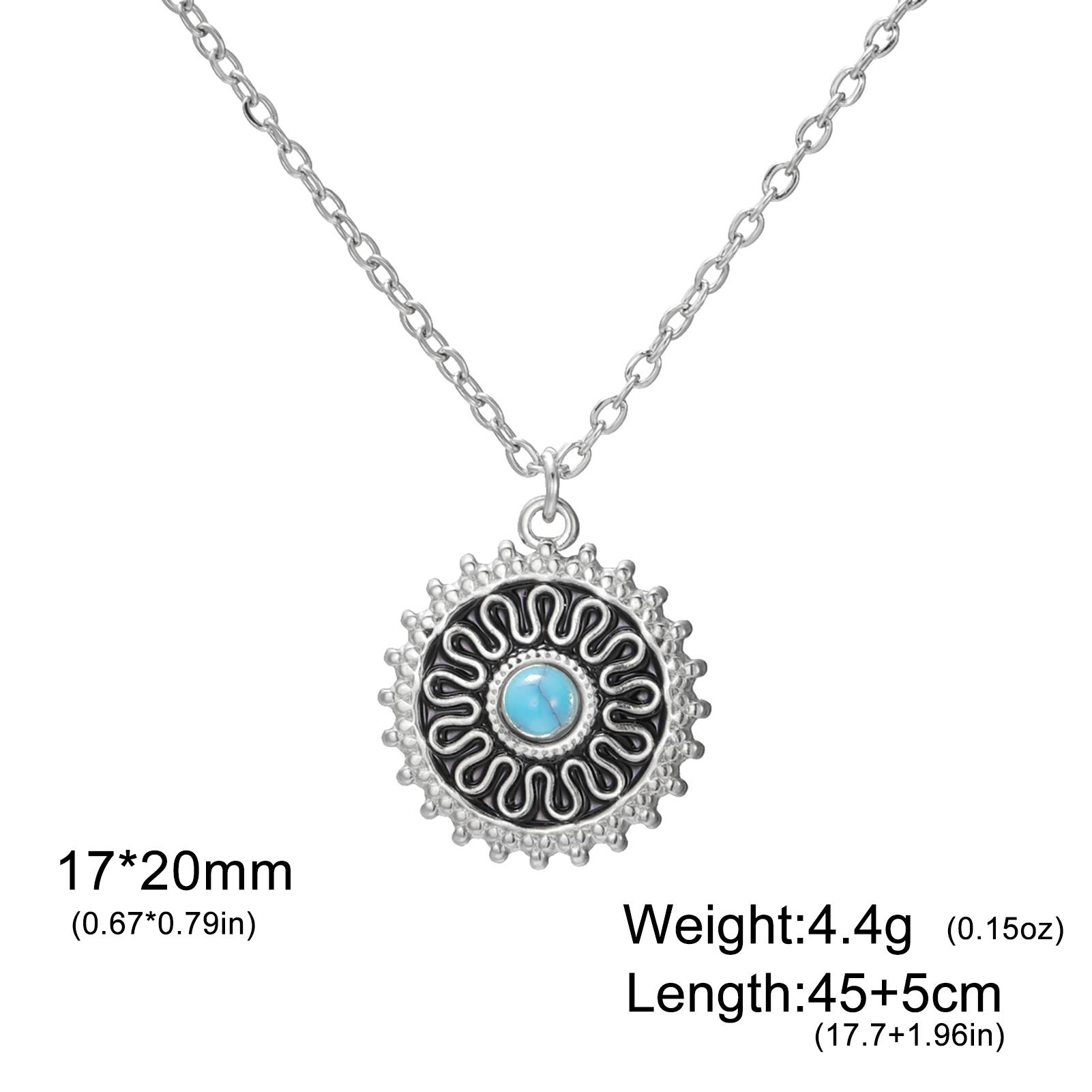 

Vintage Round Pendant Necklace Stainless Steel Ethnic Sun Necklaces for Women Jewelry Birthday Gifts 2026 New Wholesale 45-50cm