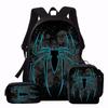 3PCS Blue Spider Print Backpack Set | Large Capacity Casual Backpack with Matching Clutch & Tote Bag, Perfect for Daily Use