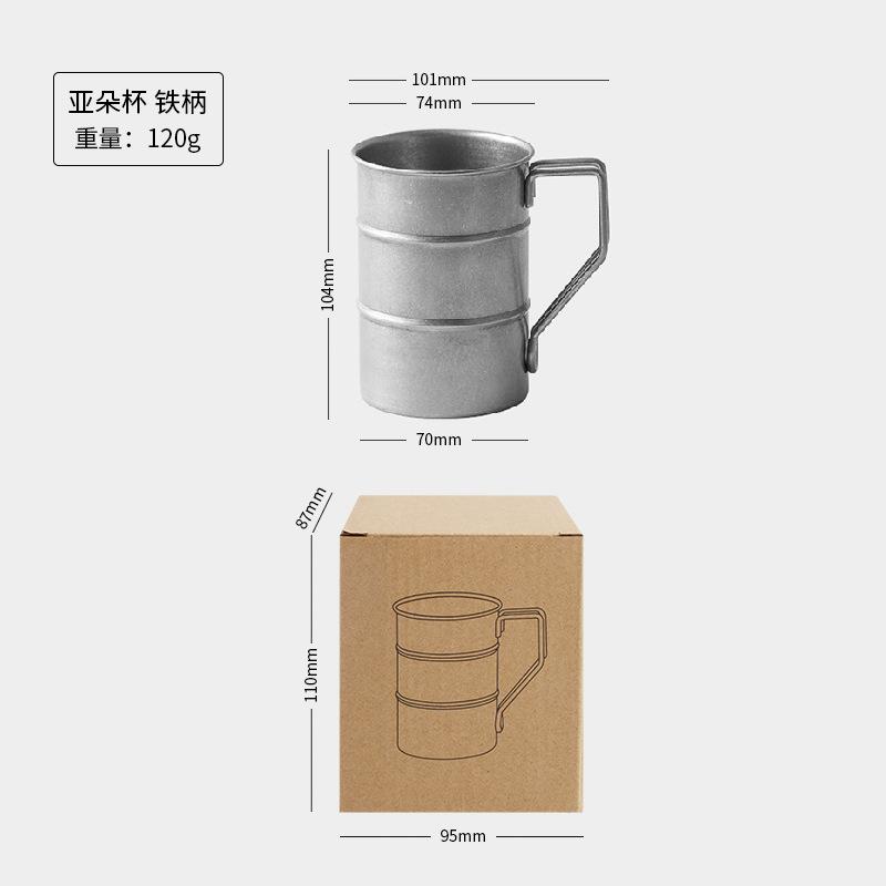 Stainless Steel Outdoor Camping Mug Portable Foldable Handle Retro Beer Cups Coffee Water Cup Picnic Travel Drinkware Tumbler