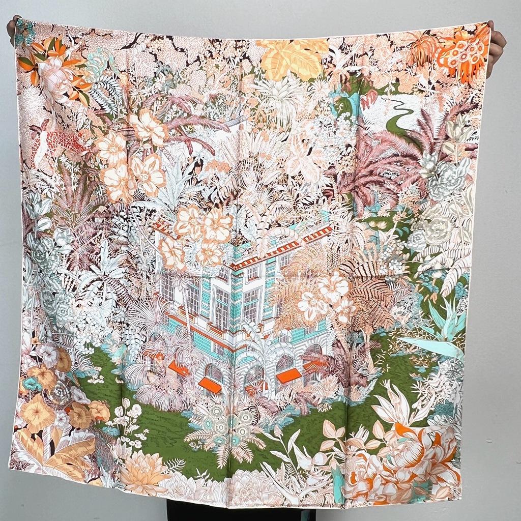 Elegant Fubao Rainforest! 14 Mmi Twill Silk Scarf Women'S Light Luxury Fashionable Mulberry Silk Scarf Large Square Scarf
