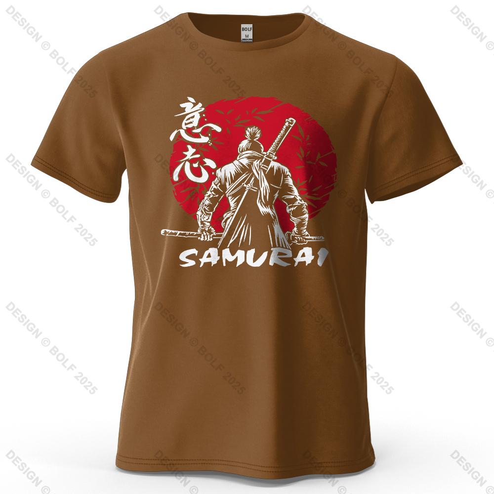 Samurai Will Vintage Printed Men's T-Shirt 100% Cotton Oversized Determined Graphic Tees for Women Tops Tees Casual Streetwear