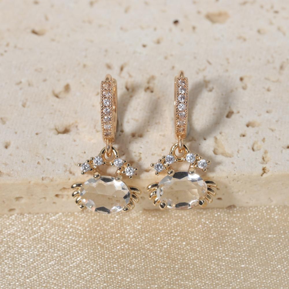 

1 Pair Cute Little Crab Dangle Earrings for Women Zirconia Earring Jewelry Wedding Party Accessories білий